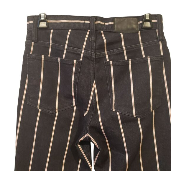 Madewell Cali Denim Boot Black Pinstripe Jeans Elsie Stripe Crop Kick Flare 28 - Picture 11 of 11